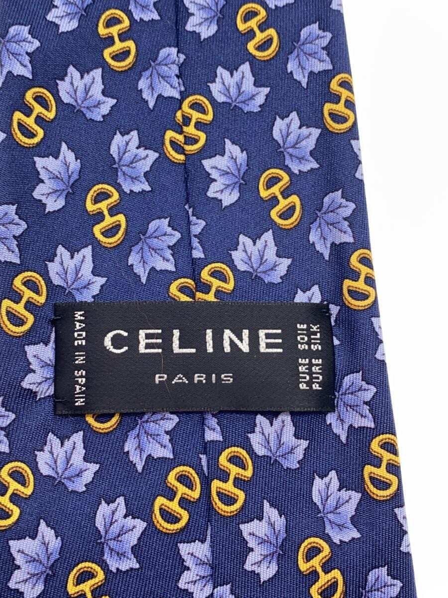 【中古】CELINE◆ネクタイ/シルク/NVY/総柄/メンズ【服飾雑貨他】