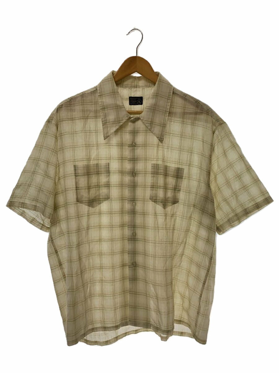 【中古】JCPenney◆半袖シャツ/XL/ポリエステル/IVO/チェック【メンズウェア】