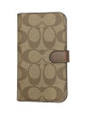 【中古】COACH◆Iphone 14 Pro Folio In Signature Canvas/BEG/総柄/レディース【服飾雑貨他】