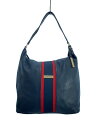【中古】TOMMY HILFIGER◆バッグ/レザー/ネイビー/無地/手持ちバッグ/金具ロゴ【バッグ】