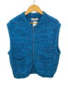 【中古】ENCOMING◆24SS/KNITTED TWO POCKET VEST/ニットベスト(厚手)/M/コットン/BLU【メンズウェア】