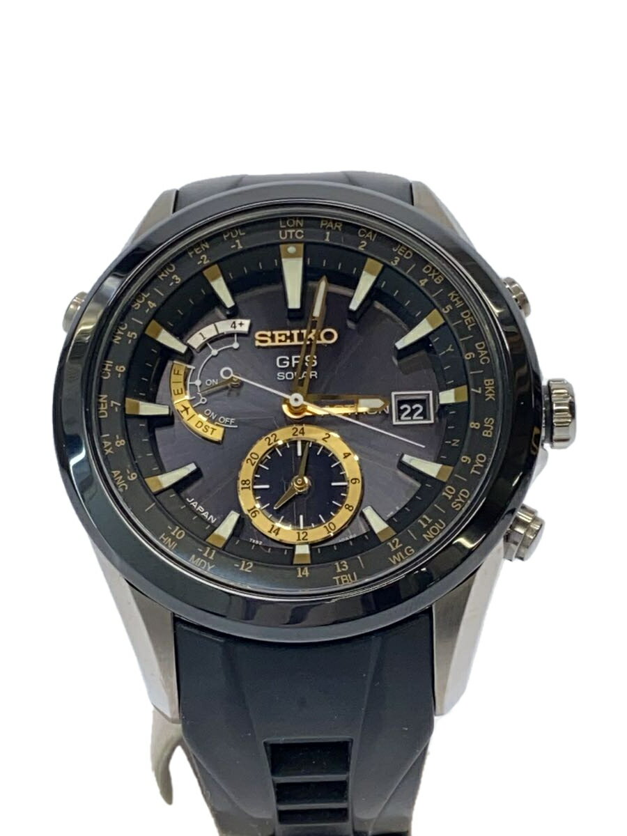 【中古】SEIKO◆ソーラー腕時計/アナログ/ラバー/BLK/BLK/7X52-0AA0/ASTRON/GPS/SOLAR【服飾雑貨他】