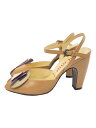 【中古】MIU MIU◆サンダル/34.5/BEG【シューズ】