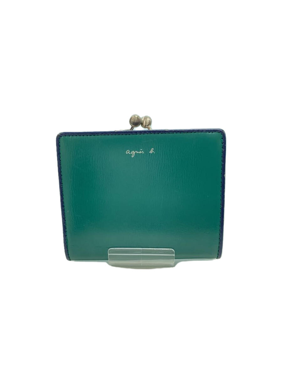 【中古】agnes b.◆2つ折り財布/レザー/GRN/レディース/L226VLR8/牛革/L226VLR8/傷あり【服飾雑貨他】