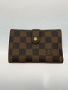 【中古】LOUIS VUITTON◆ポルト・モネ・ビエ・ヴィエノワ_ダミエ・エベヌ_BRW/PVC/BRW/総柄/レディース【服飾雑貨他】