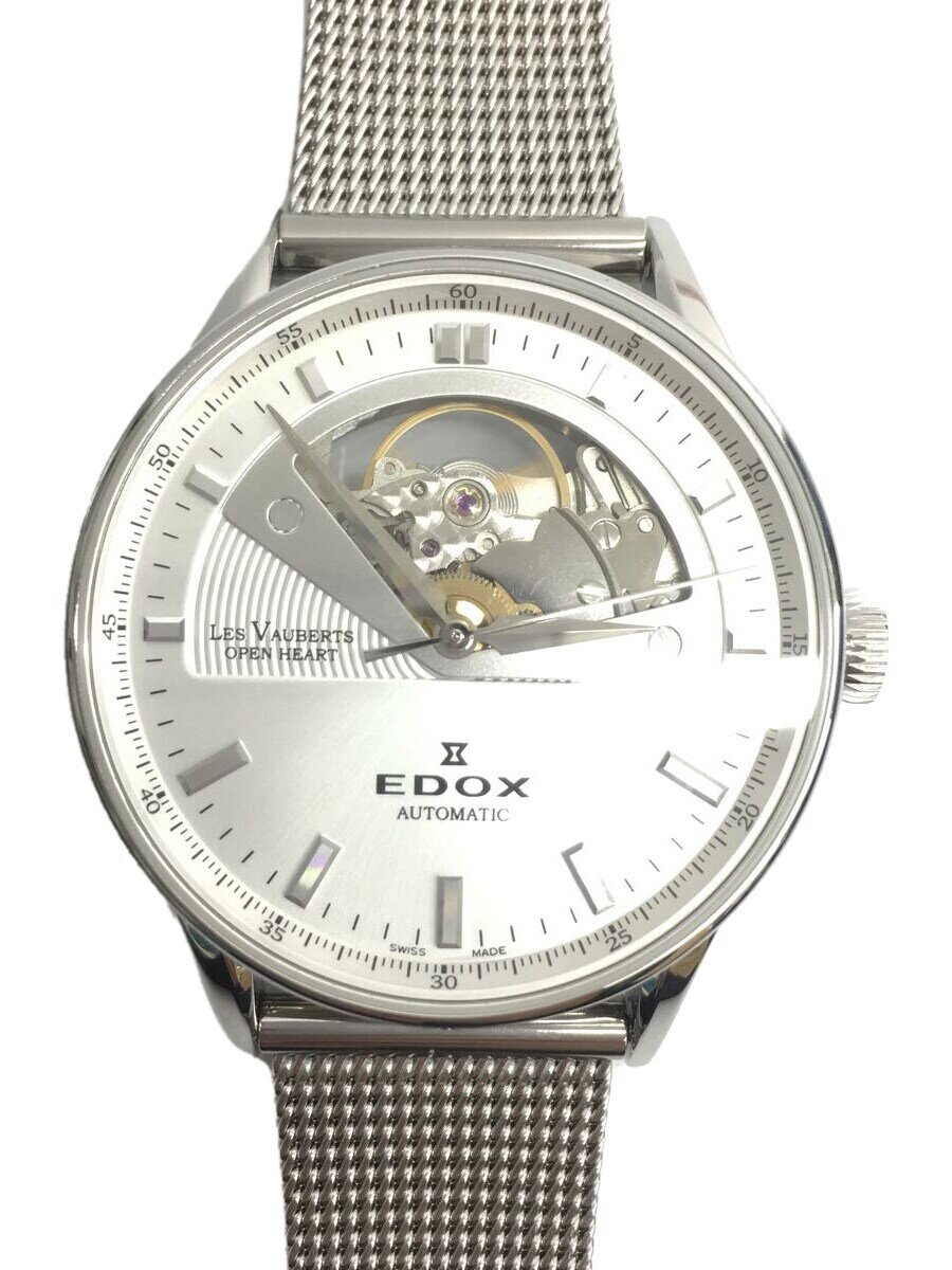【中古】EDOX◆LES VAUBERTS OPEN HEART/自動巻腕時計/アナログ/SLV/SLV//【服飾雑貨他】