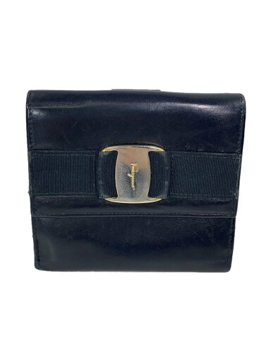 【中古】Salvatore Ferragamo◆2つ折り財布/--/BLK/無地/レディース/224074【服飾雑貨他】 【中古】Salvatore Ferragamo◆2つ折り財布/--/BLK/無地/レディース/224074【服飾雑貨他】