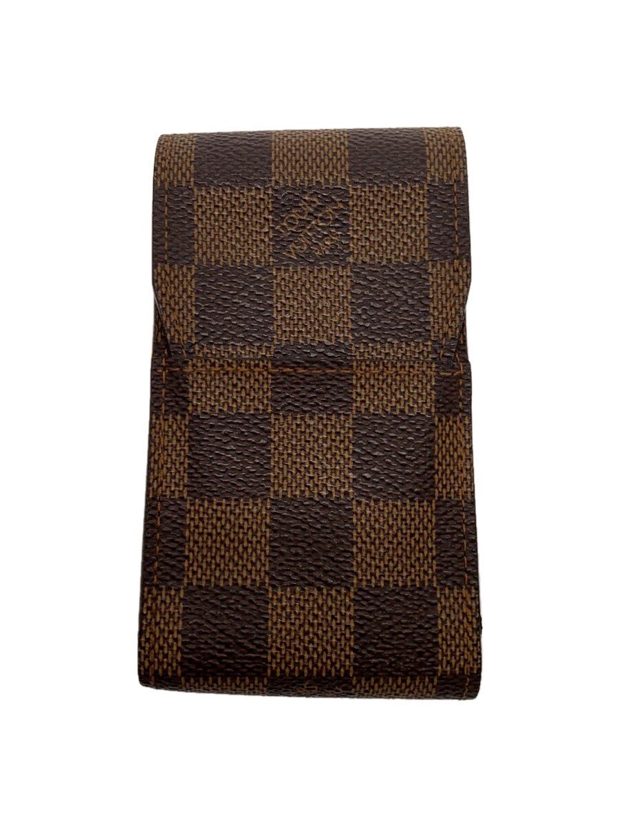 【中古】LOUIS VUITTON◆エテュイ・シガレット_ダミエ・エベヌ_BRW/レザー/BRW/メンズ【服飾雑貨他】