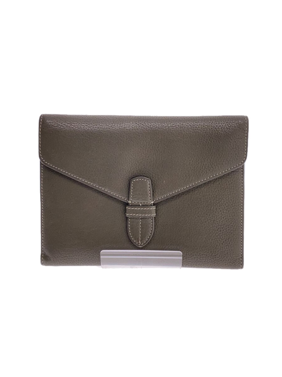 【中古】ACATE◆Tivano Calf Leather Wallet/財布/レザー/KHK/無地/メンズ【服飾雑貨他】