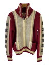 【中古】DIESEL◆カウチン/袖ロゴ/カーディガン(厚手)/XXL/アクリル/RED/GRY/ストライプ【メンズウェア】