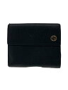 【中古】GUCCI◆2つ折り財布_インターロッキングG/レザー/BLK/無地/メンズ【服飾雑貨他】