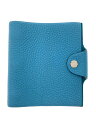 【中古】HERMES◆手帳カバー/レザー/BLU/無地/レディース【服飾雑貨他】