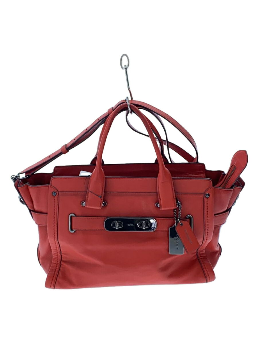 【中古】COACH◆スワッガー/ハンドバッグ/レザー/RED【バッグ】