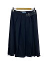 【中古】PRADA◆スカート/42/ウール/BLK/無地/三角ロゴプレート【レディースウェア】