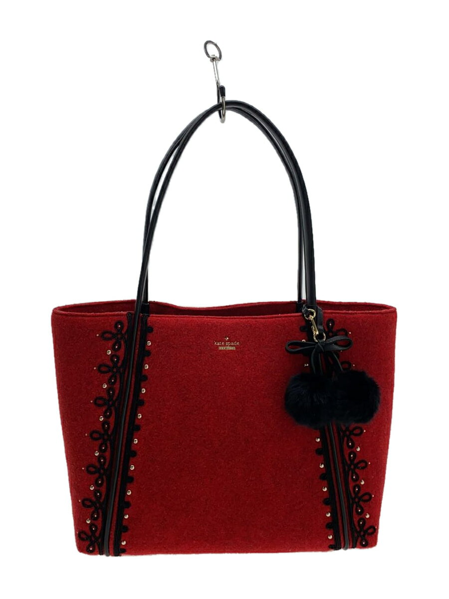 【中古】kate spade new york◆ショルダーバッグ/--/RED/無地【バッグ】