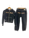【中古】Blackeyepatch◆着用感有/FUR PATCHED DOUBLE STITCH/セットアップ/S/コットン/BLK/無地【レディースウェア】