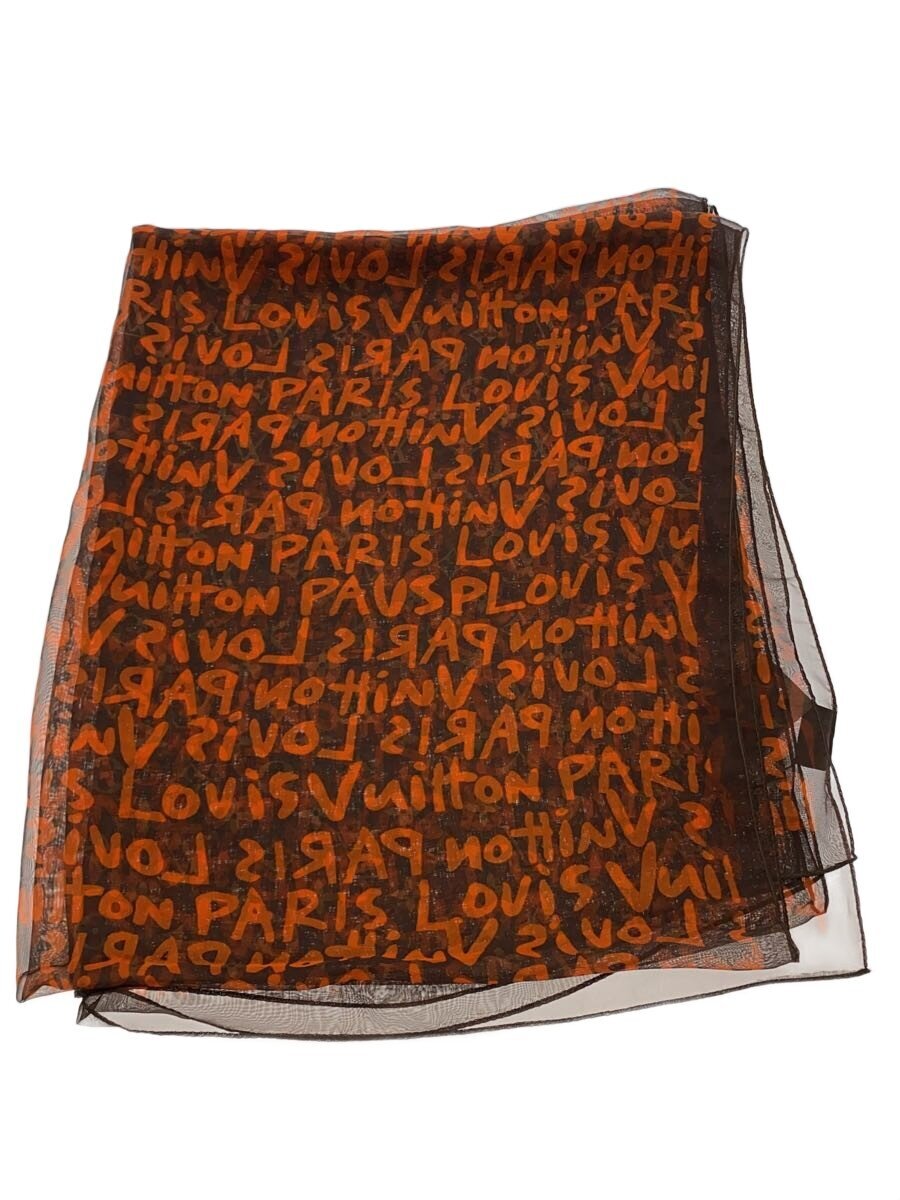 【中古】LOUIS VUITTON◆スカーフ/シルク/BRW/総柄/レディース【服飾雑貨他】