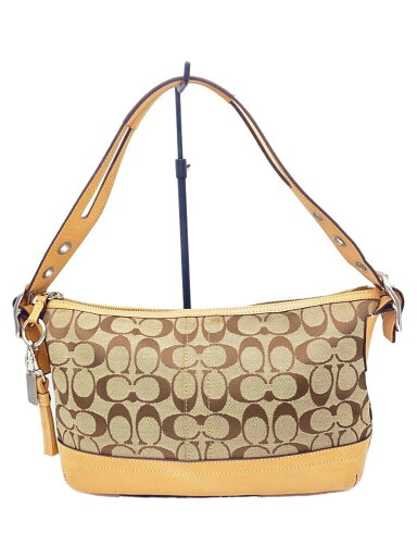 【中古】COACH◆ショルダーバッグ_シグネーチャー/キャンバス/BEG/総柄【バッグ】 【中古】COACH◆ショルダーバッグ_シグネーチャー/キャンバス/BEG/総柄【バッグ】