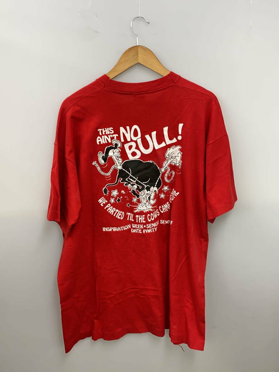 【中古】FRUIT OF THE LOOM◆this aint no bull/USA製/Tシャツ/XL/コットン/RED/プリント【メンズウェア】