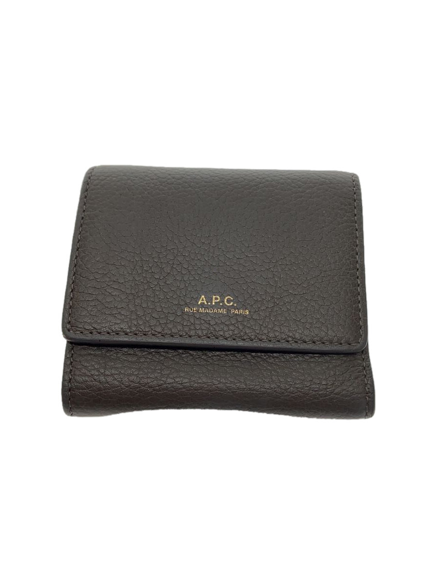 【中古】A.P.C.◆3つ折り財布/牛革/BRW/無地/レディース/PS0260【服飾雑貨他】
