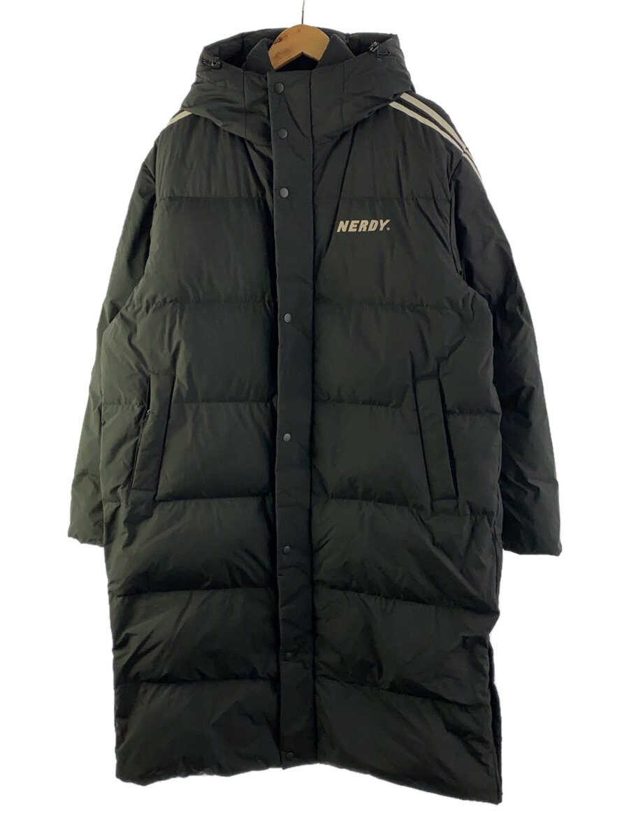 【中古】NERDY◆ダウンジャケット/L/ポリエステル/BLK/NY Track Long Down Jacket【メンズウェア】