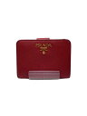 【中古】PRADA◆2ツ折サイフ/牛革/レッド/無地/レディース【服飾雑貨他】