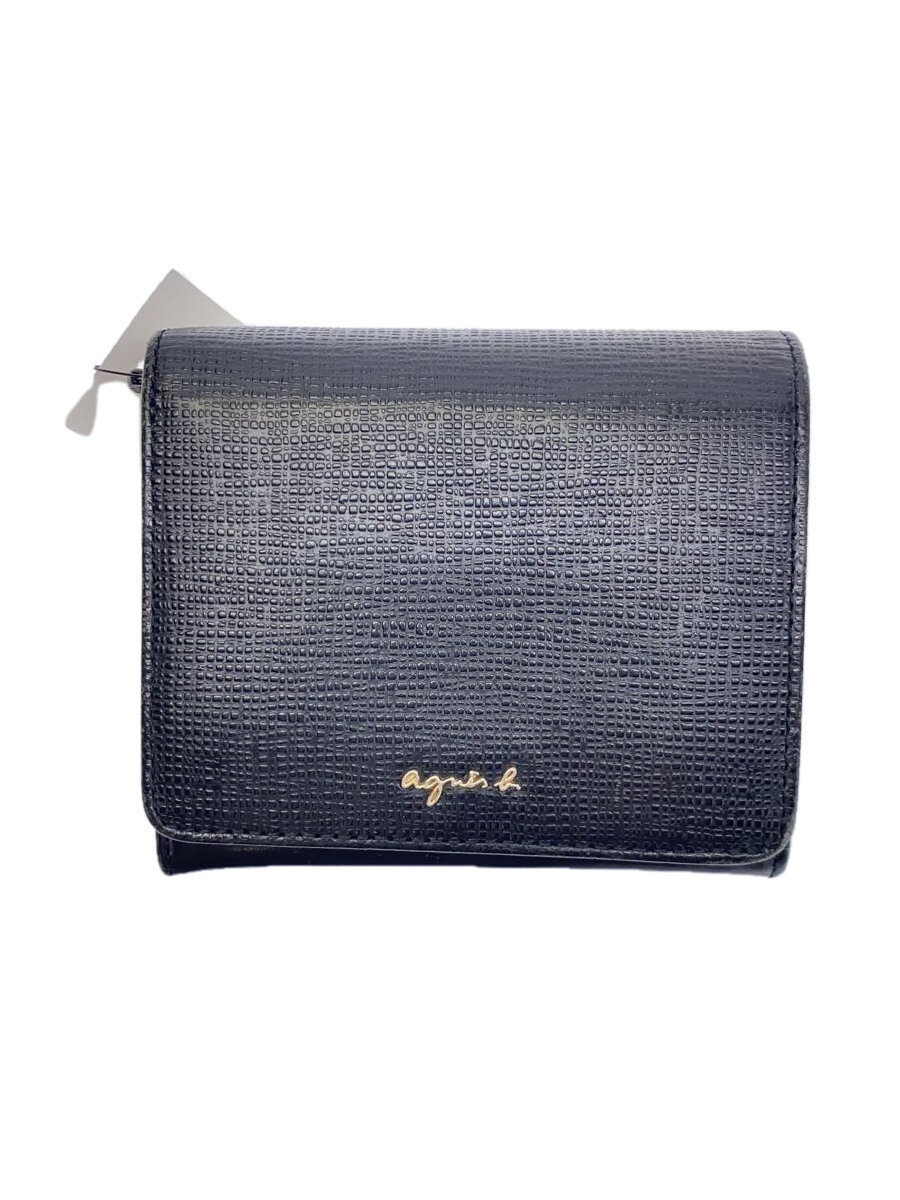 【中古】agnes b.◆2つ折り財布/--/BLK/無地/レディース/M130-VLY7【服飾雑貨他】