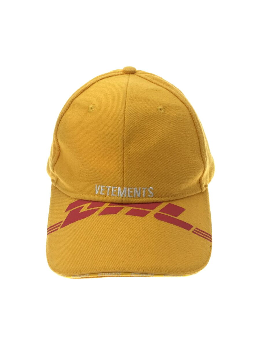 【中古】VETEMENTS◆18SS/DHL CAP/コットン/YLW/無地/メンズ/WSS18DHL13【服飾雑貨他】