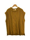 【中古】VICTIM◆CABLE KNIT VEST/ニットベスト(厚手)/L/アクリル/YLW/無地/VTM-21-N-108【メンズウェア】