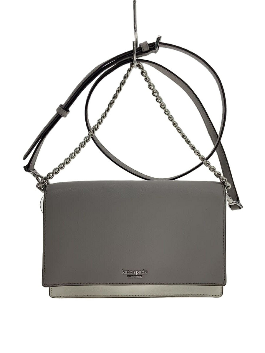 【中古】kate spade new york◆ショルダーバッグ/レザー/GRY/WKRU5844【バッグ】