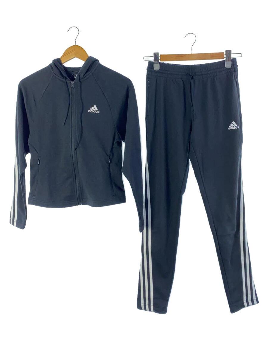 【中古】adidas◆セットアップ/M/コットン/ブラック/タグ付き/スポーツ/【レディースウェア】