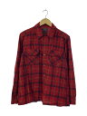 【中古】PENDLETON◆長袖シャツ/M/ウール/RED/チェック/60s/USA製/開襟/BOARD SHIRT【メンズウェア】