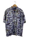 【中古】POLO RALPH LAUREN◆90s/CLAYTON/ビーチ柄/半袖シャツ/L/コットン/パープル/総柄//【メンズウェア】