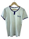 【中古】Champion◆60s~/YALE/チョコチン/プロダクツタグ/リンガーTシャツ/M/コットン/ホワイト×ネイビー【メンズウェア】