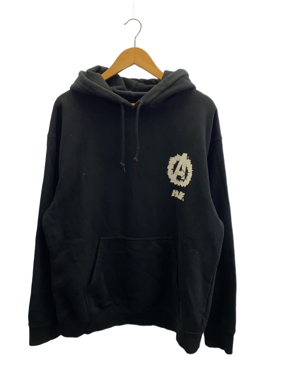 HUF◆×AVENGERS COSMIC ASSEMBLAGE/パーカー/L/コットン/BLK/プリント/PF00654//