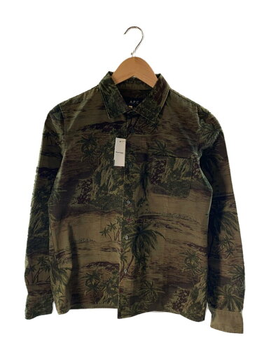 【中古】A.P.C.◆長袖シャツ/M/コットン/KHK/総柄【メンズウェア】 【中古】A.P.C.◆長袖シャツ/M/コットン/KHK/総柄【メンズウェア】