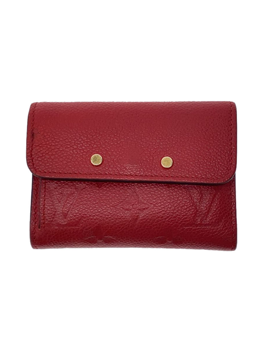 【中古】LOUIS VUITTON◆ポルト・フォイユ・ポンヌフ・コンパクト_モノグラム・アンプラント_RED/牛革/RED/レディース【服飾雑貨他】