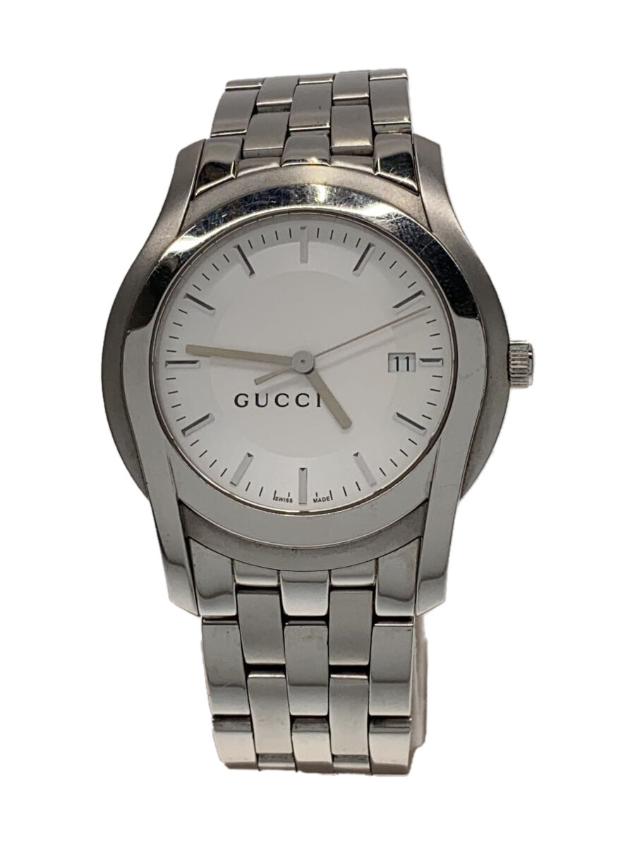【中古】GUCCI◆腕時計/アナログ/ステンレス/WHT/SLV/YA055212【服飾雑貨他】