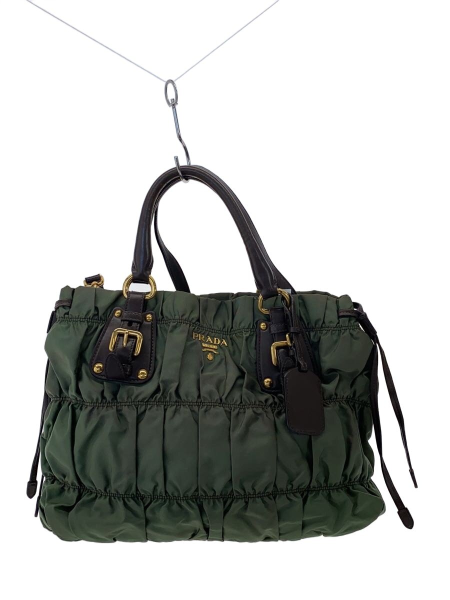 PRADA - 【中古】PRADA◆ハンドバッグ/ナイロン/GRN/無地【バッグ】