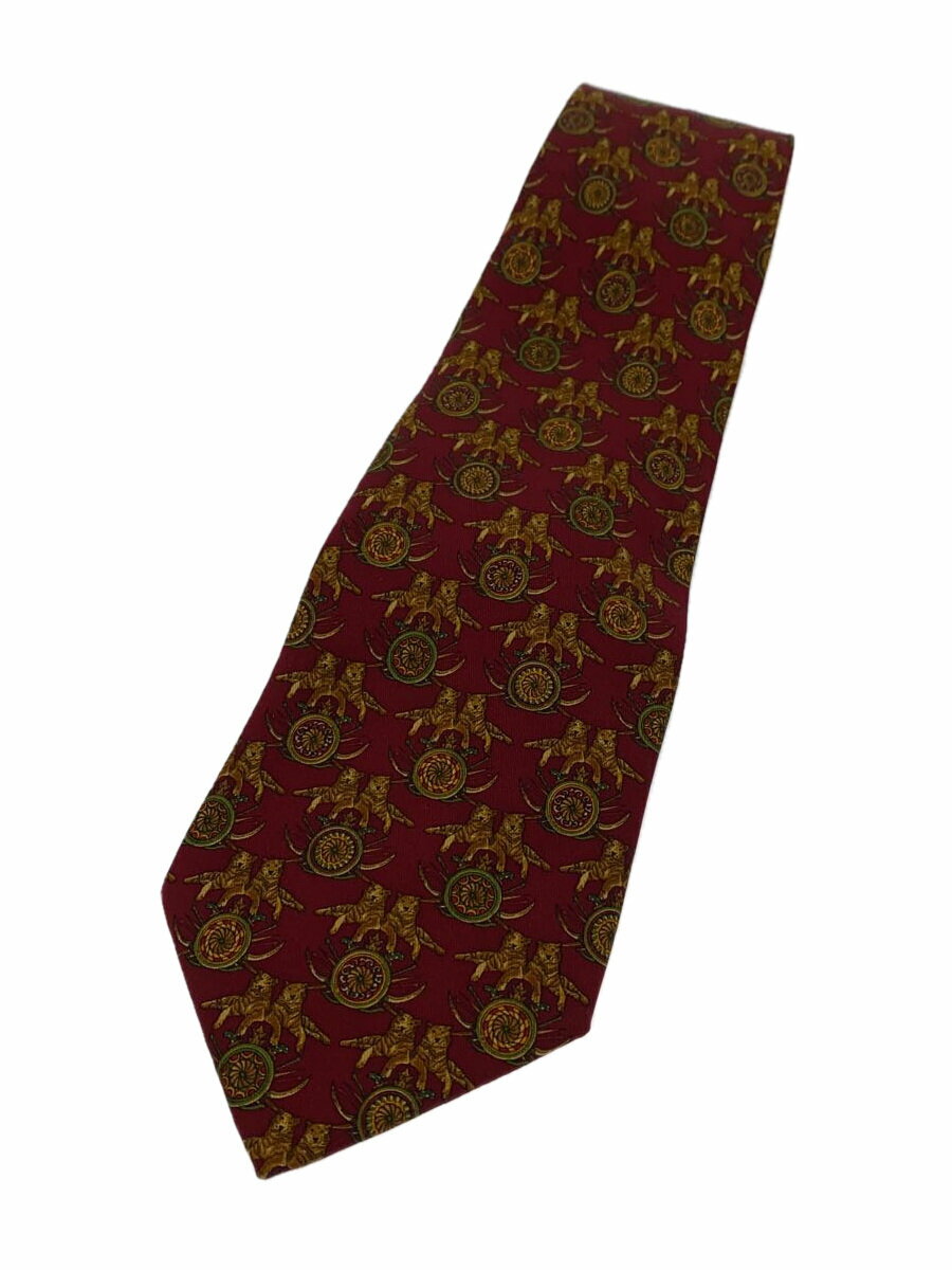 【中古】Salvatore Ferragamo◆ネクタイ/シルク/レッド/総柄/メンズ【服飾雑貨他】