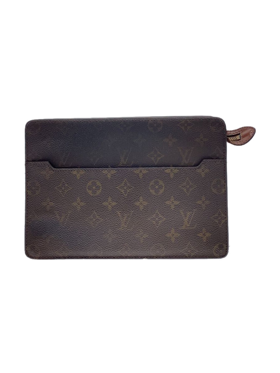 【中古】LOUIS VUITTON◆ポシェット・オム_モノグラム・キャンバス_BRW/PVC/BRW/総柄【バッグ】