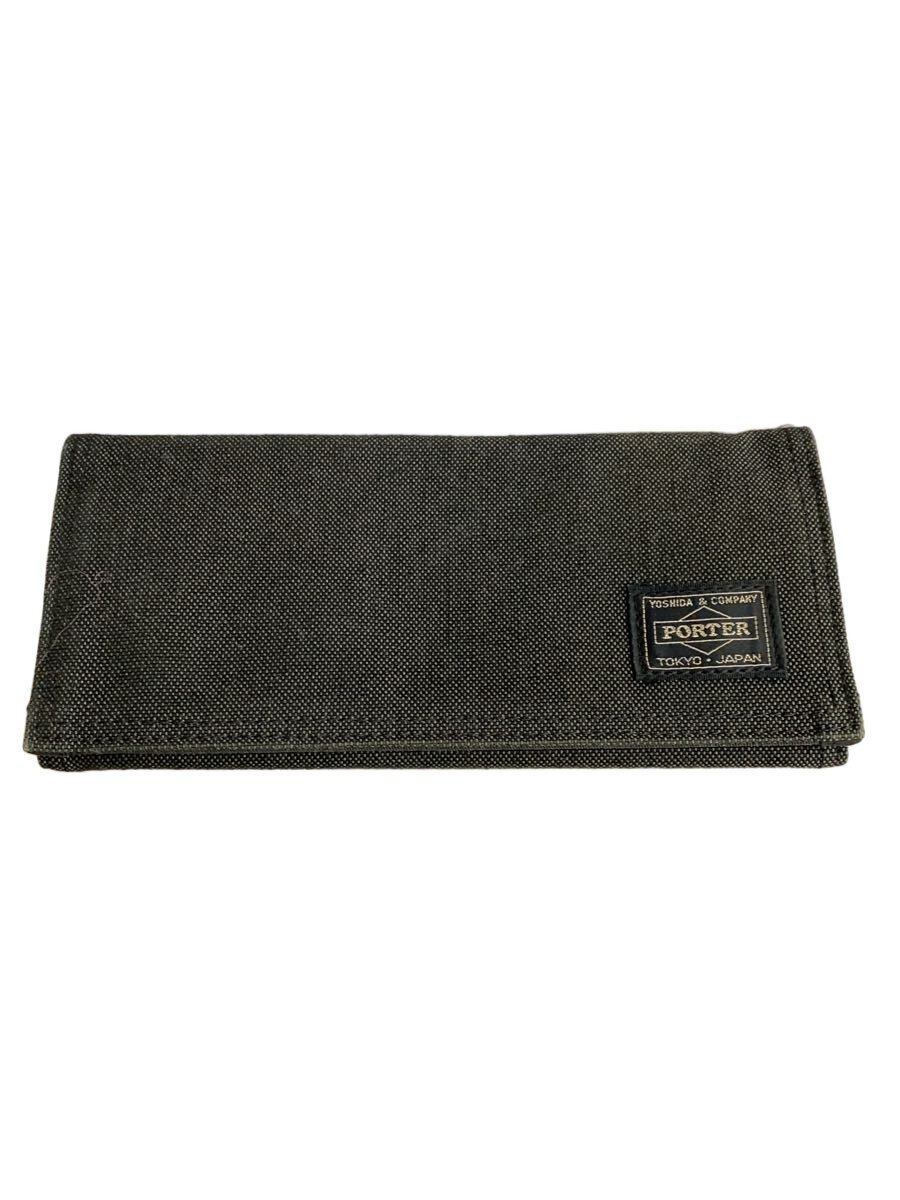 【中古】PORTER◆長財布/コットン/BLK/無地/メンズ【服飾雑貨他】