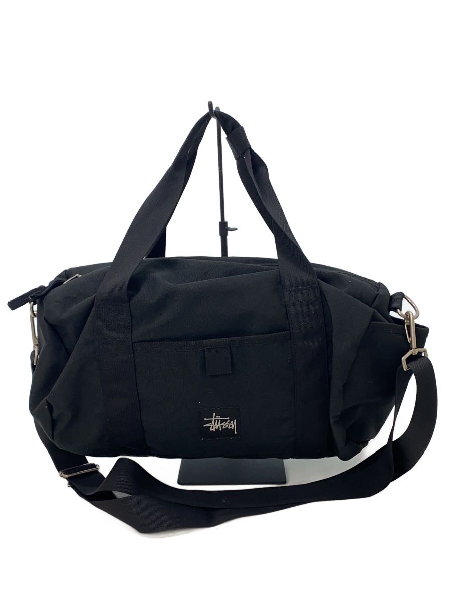 【中古】STUSSY◆ミニボストンバッグ/ナイロン/BLK【バッグ】