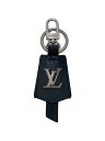 【中古】LOUIS VUITTON◆キーホルダー・LVクロッシュクレ_BLK/牛革/BLK/無地/メンズ【服飾雑貨他】