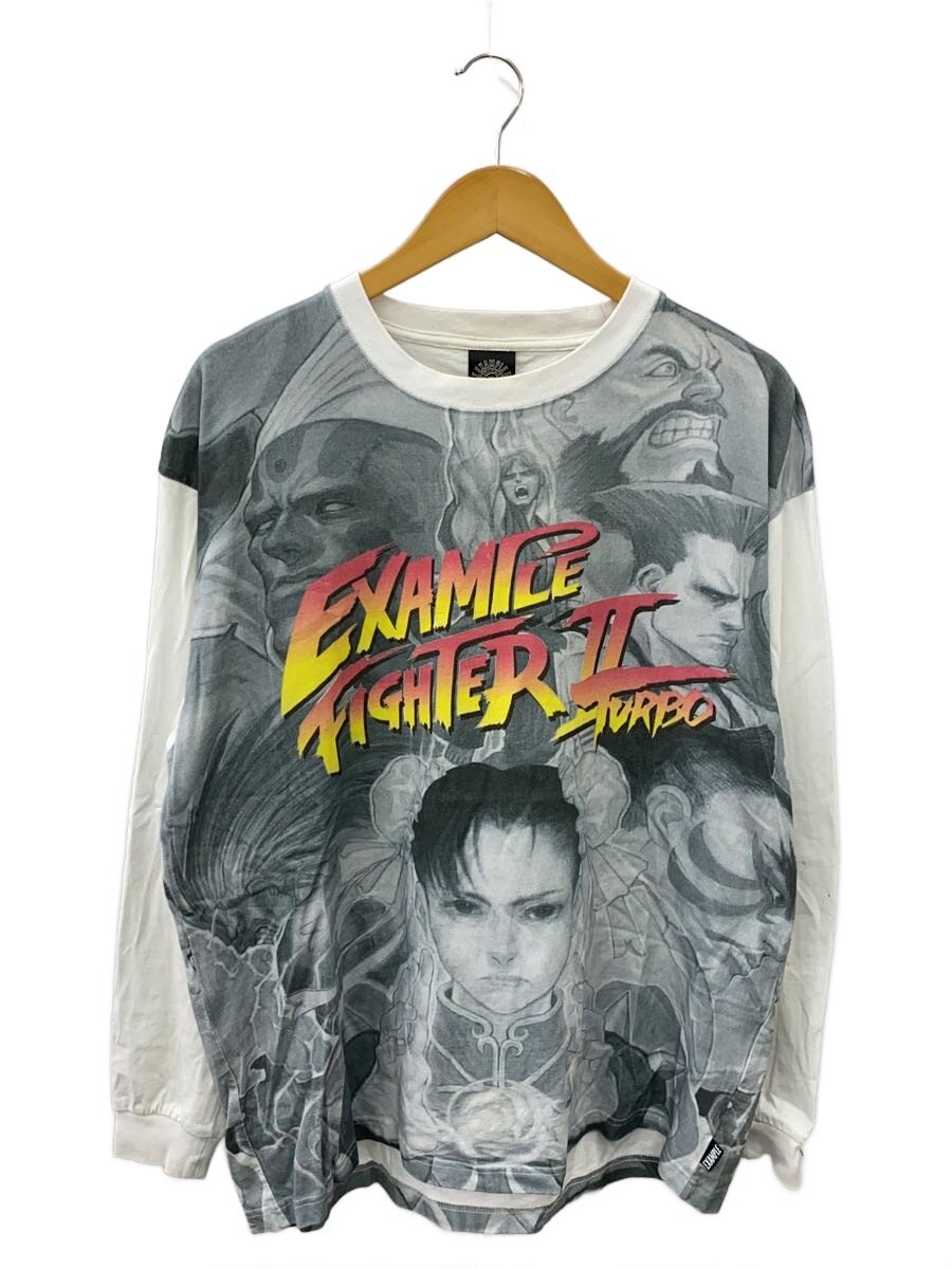 EXAMPLE◆×ストリートファイター2/長袖Tシャツ/XL/コットン/WHT/プリント