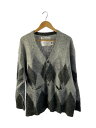 【中古】DAIRIKU◆Argyle Mohair Knit Cardigan/L/ナイロン/GRY/22AW K-2【メンズウェア】