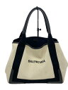 【中古】BALENCIAGA◆ネイビーカバスXS/コットン/CRM/無地/390346・1000・W・002123【バッグ】