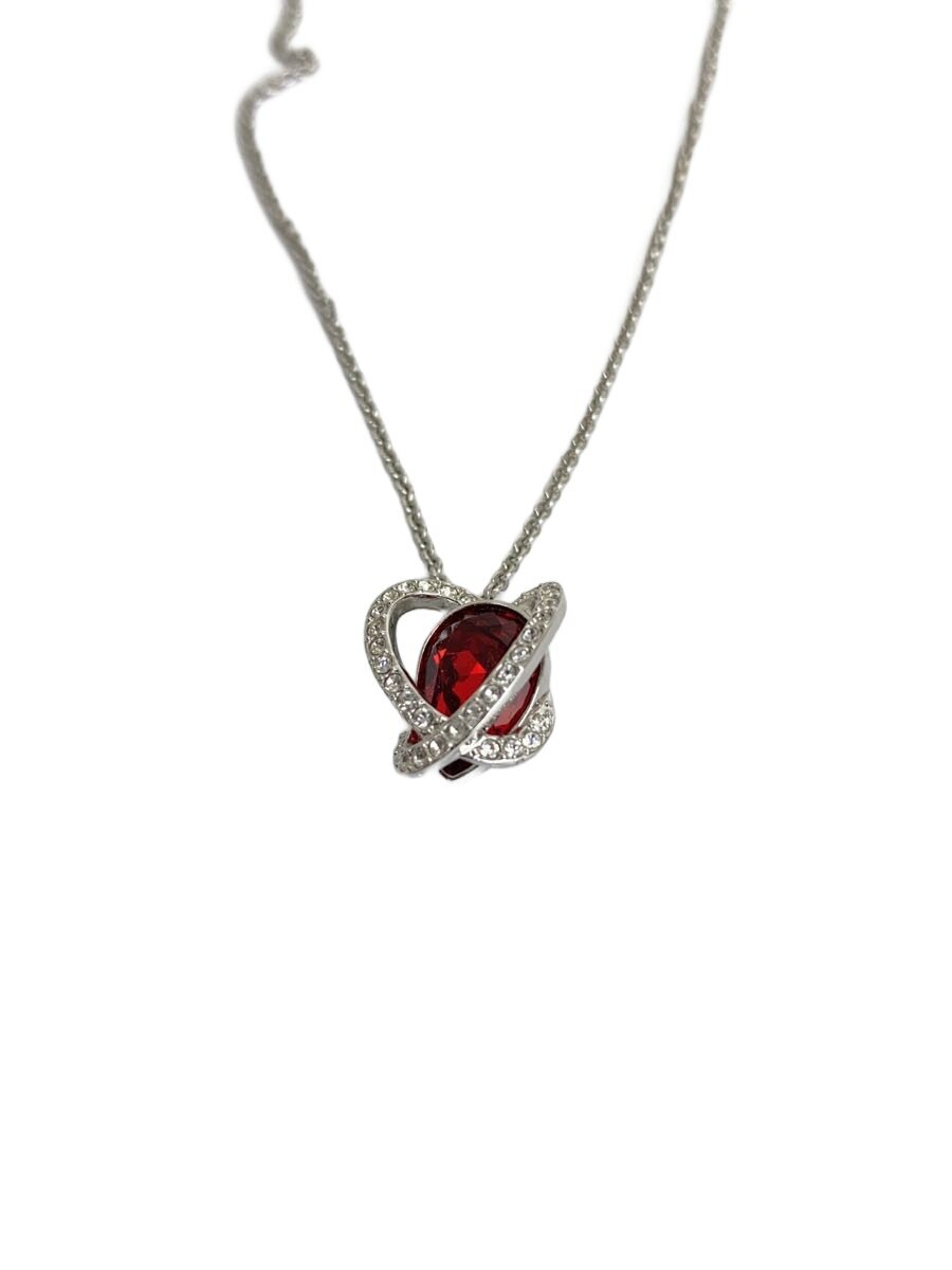 【中古】Swarovski◆ネックレス/--/カラーストーン/RED/トップ有/レディース//【服飾雑貨他】