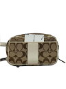 【中古】COACH◆シグネチャー/ウエストポーチ/ウエストバッグ/キャンバス×レザー/WHT【バッグ】