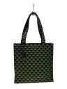 【中古】PRADA◆トートバッグ/--/GRN/エンブロイダリーファブリック/グリーン×ブラック【バッグ】